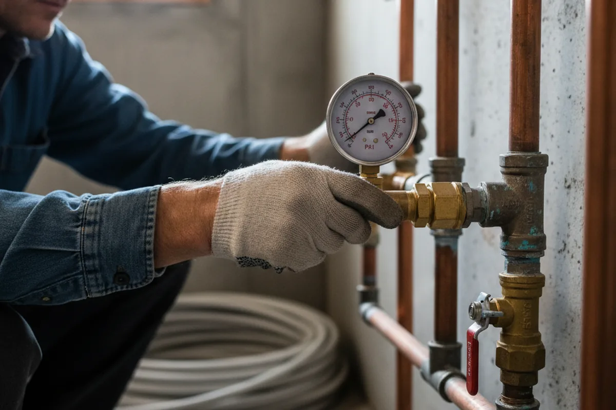 Pressure testing a repaired line during Water Line Repair in Pontiac